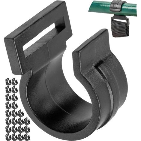 Pinces en C pour tiges de Tente intérieure, 24 pièces, Noir, Plastique, pour Tige jusqu'à Ø 25 mm et Sangle de 25 mm de Large, Clip Crochet pour Tente extérieure, auvent, Marquise, bâche (1/5)