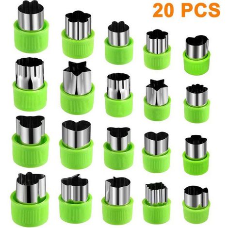 20 coupe-légumes, 9 grands emporte-pièces en inox & 11 petits coupe-légumes pour un ajustement en toute sécurité des pâtisseries (1/5)