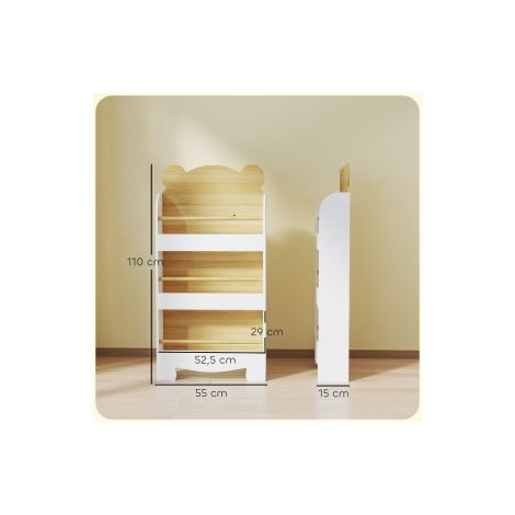 Bibliothèque pour enfants, étagère enfant avec 3 étagères, étagère de rangement en bois, étagère à jouets pour jouets et livres, étagère sur pied, étagère de chambre enfant pour chambre et salle de je (1/5)