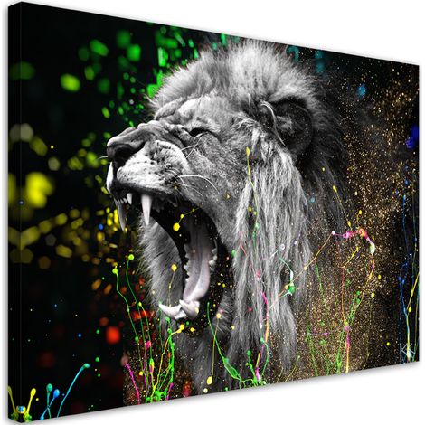 Quadro su tela, Natura animale di leone - 90x60 (1/5)