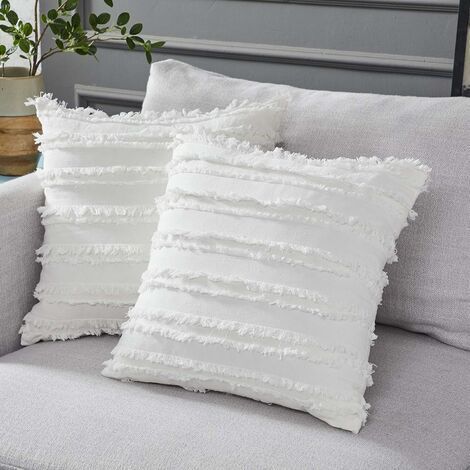 housse de coussin Lot de 2 housses de coussin blanc ivoire pour canapé canapé chaise. housses de coussin oreillers décoratifs en coton et lin. 45 x 45 cm. sans inserts (1/5)