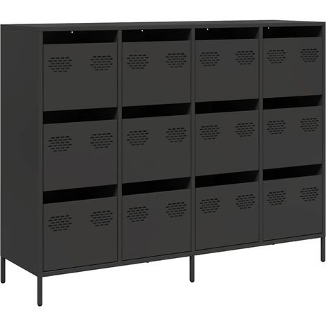 Maison Exclusive - Aparador de acero laminado en frío negro 135x3