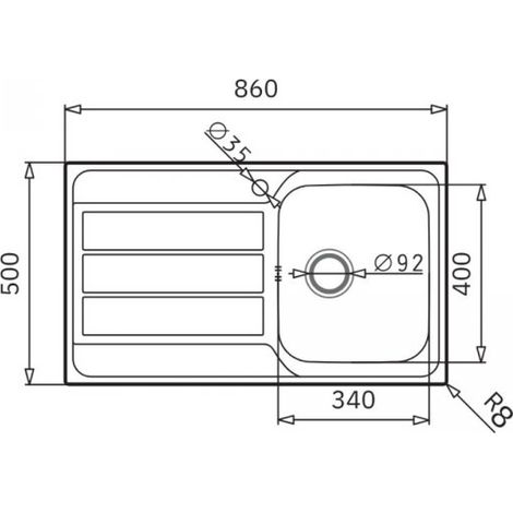 Lavello da incasso in acciaio inox con vasca e gocciolatoio sinistro 86x50 Tirreno861