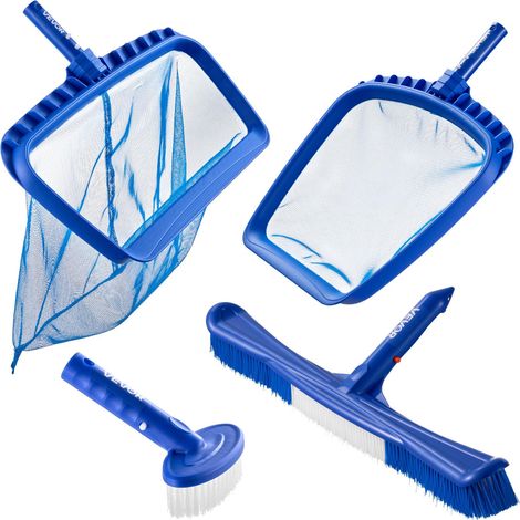 Kit de Nettoyage de Piscine, 2 têtes de Brosse Amovibles 510 mm/140 mm et 2 épuisettes de Piscine Maille Fine, Ensemble d'outils de Nettoyage 4 en 1 pour Piscine creusée/Hors Sol, sans poteaux (1/5)