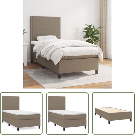 The Living Store Boxspringbett mit Matratze Taupe 100x200 cm Stoff - Boxspringbett - Doppelbett - Bettenrahmen - Lattenrost - Matratze (1/5)