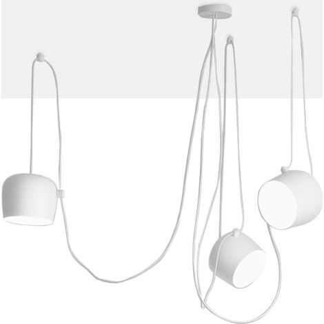 Barcelona Led – Suspension moderne 3 lampes orientables en aluminium – Culot E27 – Longueur câble 2400 mm – Tension 220-240 V – IP20 intérieur (1/4)