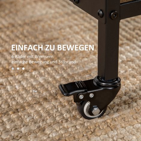 Table pliante mobile pour 6 personnes, rangement pour petits espaces, charge max 50kg, 130x80x74cm, marron clair (1/5)