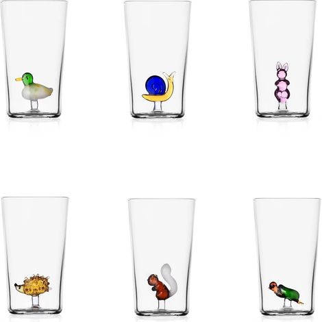 Lot de 6 verres Long Drink en verre borosilicate, décors assortis (1/5)