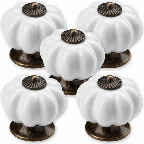 5 x Bouton de Meuble Pommeau Ø 23 mm Blanc Piédestal Bruni Bouton de Tiroir Bouton en Porcelaine (1/4)
