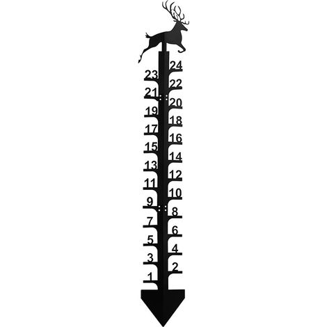 Medidor de nieve decorativo de hierro para uso exterior, diseño de alce, regla para medir la nevada, estaca decorativa navideña para jardín. (1/4)