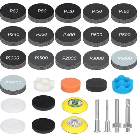 160PC Papier Abrasif 75mm,Kit de Disques Abrasifs,Disques de Ponçage (1/5)