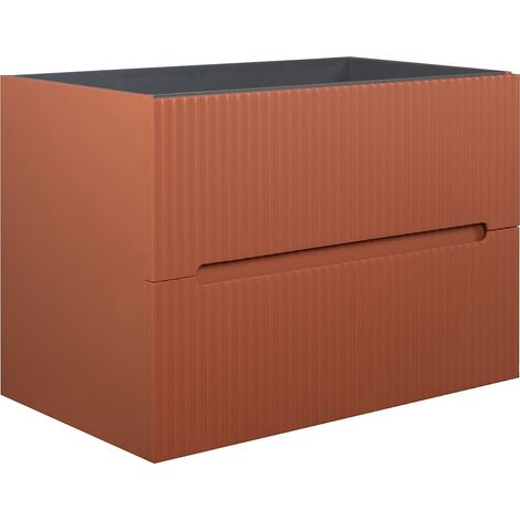 Meuble sous vasque suspendu strié terracotta - 80 cm - PAVANI