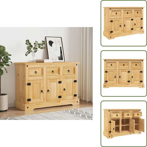Buffet Corona marron 112x44x78 cm bois massif pin mexicain - Buffet - Meuble De Rangement - Armoire - Commode - Bois Massif (1/5)