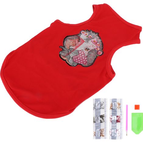 Vêtements pour chien décorés de strass, à peindre soi-même : gilet confortable à peindre avec des strass pour animaux de compagnie, rouge, taille M (1/5)
