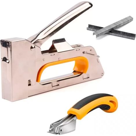 Kit d'agrafeuse décorative manuelle avec arrache-agrafes : ensemble d'outils polyvalent pour les projets de bricolage, le rembourrage et les travaux manuels, y compris la réparation et la décoration d (1/5)