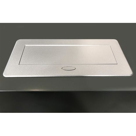 emuca multiconector para escritorio atom 26 lite, 225x111mm, 2 enchufes tipo schuko, 1 usb tipo a, 1usb tipo c, zamak-acero-plástico, gris metalizado (1/4)
