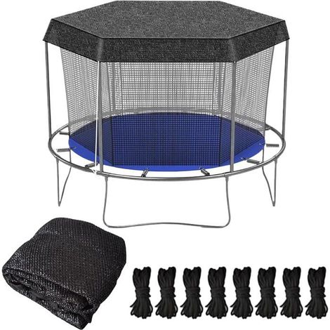 HOXILEELEO - Housse d'ombrage de Trampoline, 305cm Housse de Protection Solaire pour Trampoline, Résistant aux UV,-pour Trampolin 8 poteaux (1/5)
