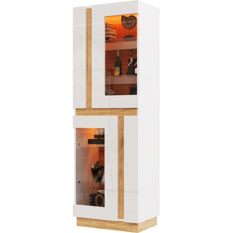 Vitrine, tablettes en verre trempé, éclairage LED intégré, 60 x 40 x 180 cm, blanche (1/5)
