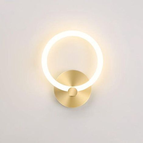 Applique Murale LED Intérieur Or Moderne Lampe De Chevet Ronde 19cm Salon Couloir Applique Murale Chambre Décor, 10W (3000K Blanc Chaud), Or-DOU