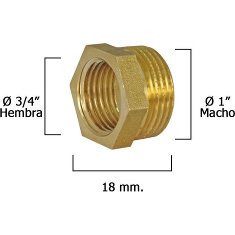 Réducteur Hexagonal Poli 1" Mâle x 3/4" Femelle