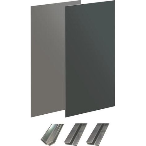 ONDEE - Kit instalación paneles murales esquina WALLDECO 120cm gris antracita perfil cromado