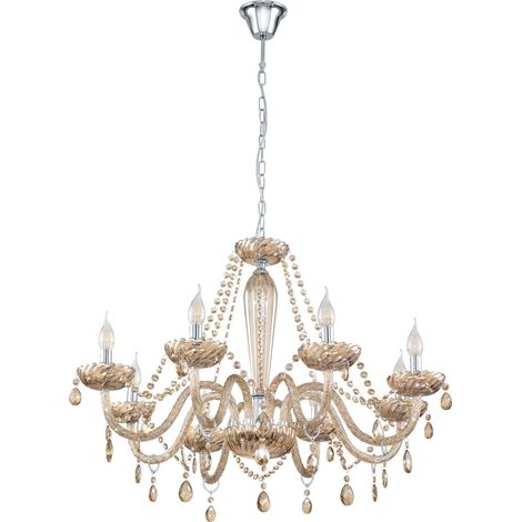Suspension Basilano, lustre 8 flammes vintage, style shabby chic (1/5)