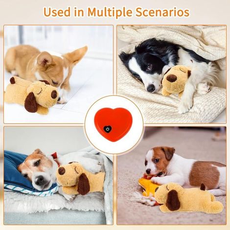 Puppy toy with a beating heart and warmth, soothing anti-anxiety plush toy for dogs and puppies, soft companion for comfort and sleep (1/4)