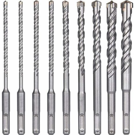 Forets à béton SDS-Plus 9 pièces – Diamètres 5 à 16 mm – Longueur 160 mm – Pointe en carbure de tungstène pour performance optimale (1/5)