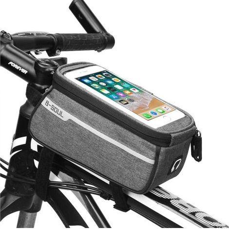 Borsa porta cellulare impermeabile per bicicletta, borsa da montare frontalmente sul telaio della mountain bike. (1/5)