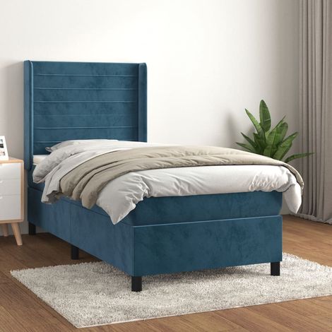 Cama box spring con colchón terciopelo azul oscuro 80x200 cm vidaXL (1/5)