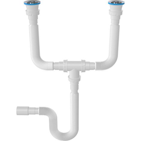 Aloni Raumsparsiphon für Doppelwaschbecken – Ø 32 mm (1/2)