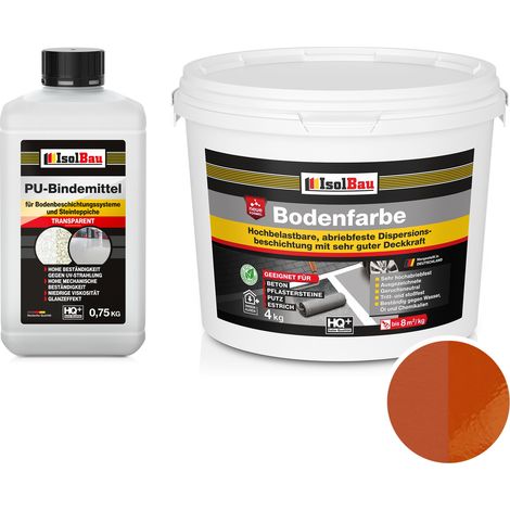 IsolBau 2K Pintura de resina para suelos para hormigón Bodenbeschichtung 4kg Rojo ladrillo (1/5)