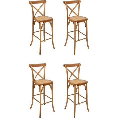 Lot de 4 Chaises de Bar en Chêne "Isak" 110cm Naturel (1/5)