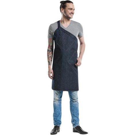 Tablier Bavette Skew Blue Denim - Chaud Devant