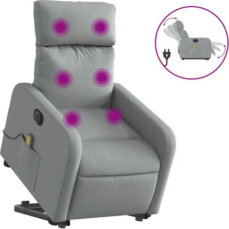 Maison Exclusive - Poltrona Alzapersona Massaggi Elettrica Grigio Chiaro Tessuto