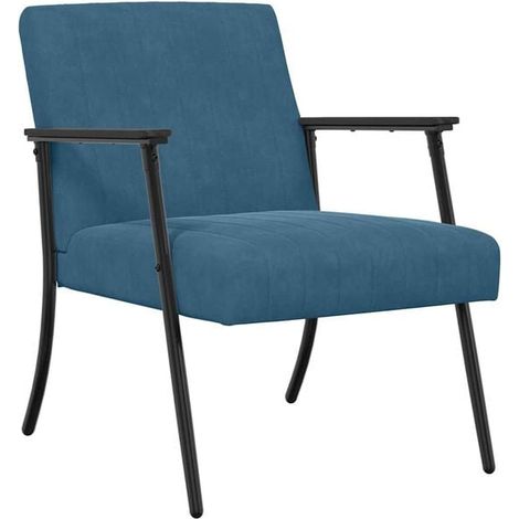 Fauteuil bleu, 59 x 75 x 78 cm, velours. (1/5)