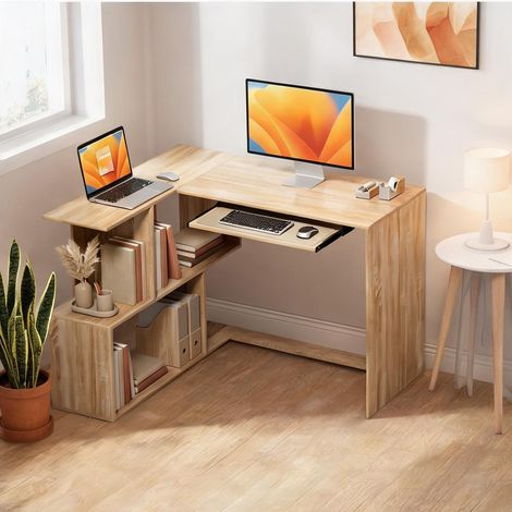 Bureau bois naturel en panneau de particules 120 x 100 x 76 cm (1/5)