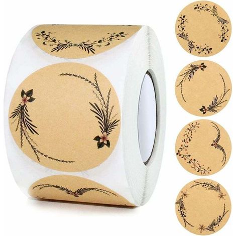 Étiquettes Autocollantes Kraft Rondes Étiquettes à Confiture de 5 cm Étiquettes Adhésives Autocollant Papier Kraft Pour Les Cadeaux Enveloppe Baking Épices Étiquette Bocaux (500pcs brun) (1/5)