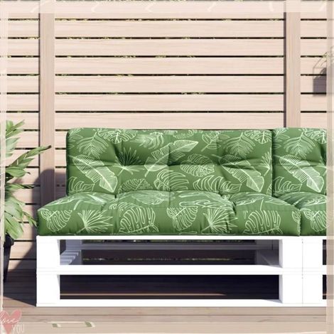 360752 Coussins de palette lot de 2 motif de feuilles tissu (1/5)