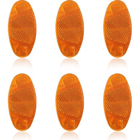 6 Pièces Catadioptre Velo Rayon de Roues, Réflecteurs Avant et Arrière pour la Conduite Nocturne, Accessoires Réfléchissant Jaune Yeux de Chat Orange Catadiope, Plastique (1/5)