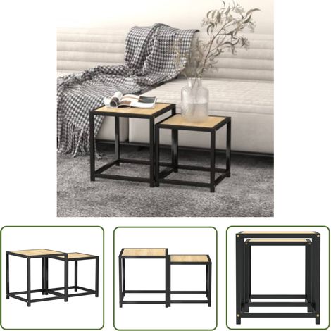 The Living Store Tables à thé 2 pcs MDF Chêne sonoma - Table Basse Industrielle - Table D'appoint Design - Meubles Industriels - Table Café Moderne - Set De Tables Basses (1/5)
