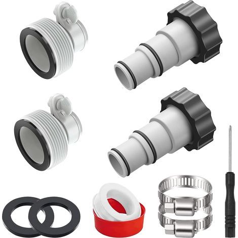 Lot de 4 adaptateurs pour tuyaux de piscine 32-38 mm, raccords pour tuyaux de piscine, raccords de piscine 32 38 compatibles avec Intex (1/5)