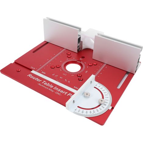 Plaque de table à défonceuse avec base de levage 51mm en alliage d'aluminium oxydé rouge, kit pour travail du bois rainurage affleurage gravure trous 64-66mm (1/5)