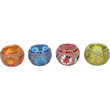 Ensemble de 4 chandeliers en verre mosaïque, faits main, colorés, décoration romantique, convenant à la maison, au bar et au dîner. (1/5)