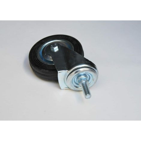 RUOTA CARRELLO GOMMA ROTANTE GIREVOLE MOBILI 4&quot ATTACCO PERNO FILETTATO M10X30