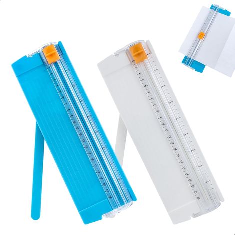 Massicots Guillotine A3, Masicoteuse A4 Coupe Papier Professionnel, Guillotine Papier Massicot A4 pour Bureau Artisanat Photos Scrapbooking, 2 Pièces Bleu Ciel et Blanc (1/5)