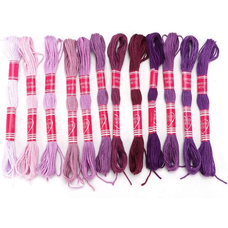 12Pcs Embroidery Thread Gradient Bright Color Polyester Line for Embroidery Lovers' Group Handicrafts(Purple Series ) (1/5)