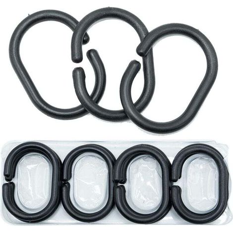 Set mit 50 verschiebbaren Duschvorhangringen aus Kunststoff, Schwarz - Crezuo (1/4)