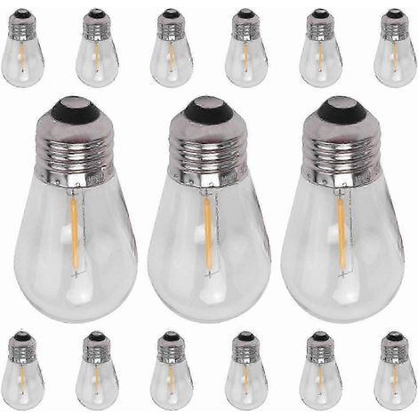 Ampoules LED S14 blanc chaud 3V incassables, blanc chaud, pour guirlandes solaires extérieures (lot de 15). (1/5)