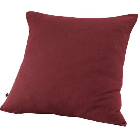 Taie d'oreiller Gaze de coton 60x60 GAIA coloris Rouge Lie de vin